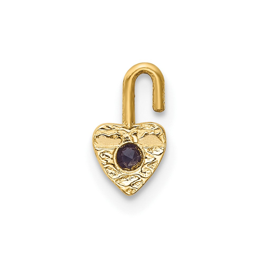 10ky June Synthetic Birthstone Heart Charm (0.19 grams)