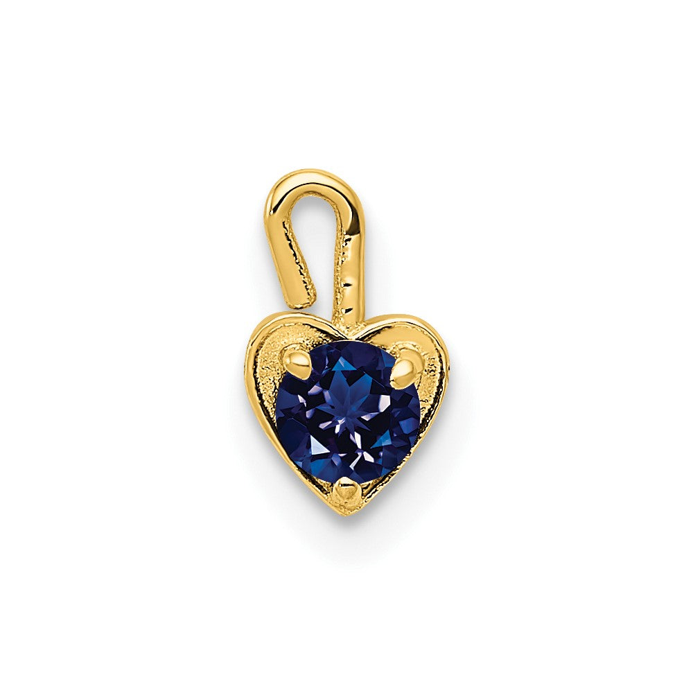 10ky September Synthetic Birthstone Heart Charm (0.19 grams)