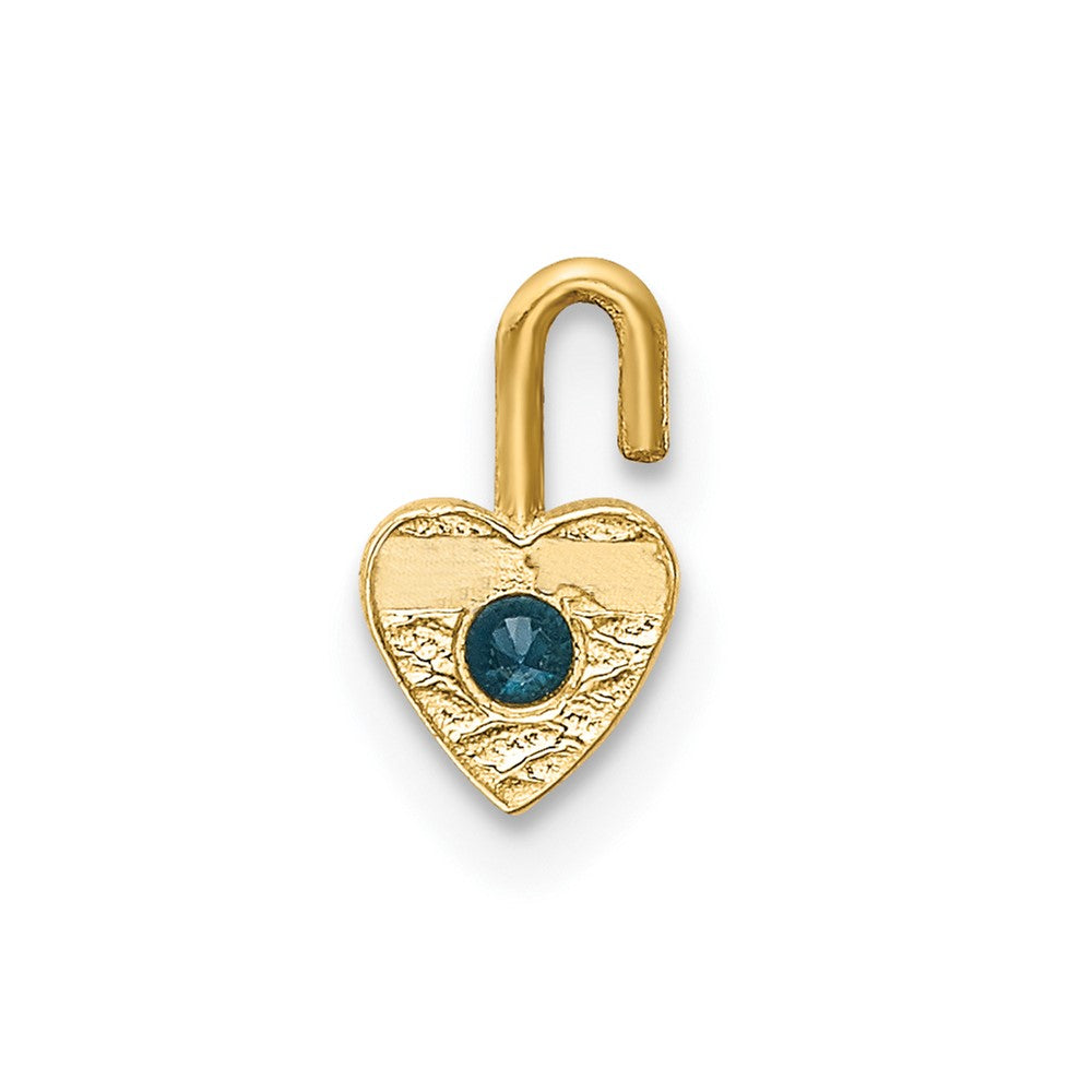 10ky December Synthetic Birthstone Heart Charm (0.19 grams)