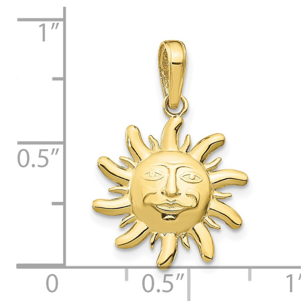 10k Yellow Gold 15 mm Diamond-Cut Small Sun Charm (1.01 grams)