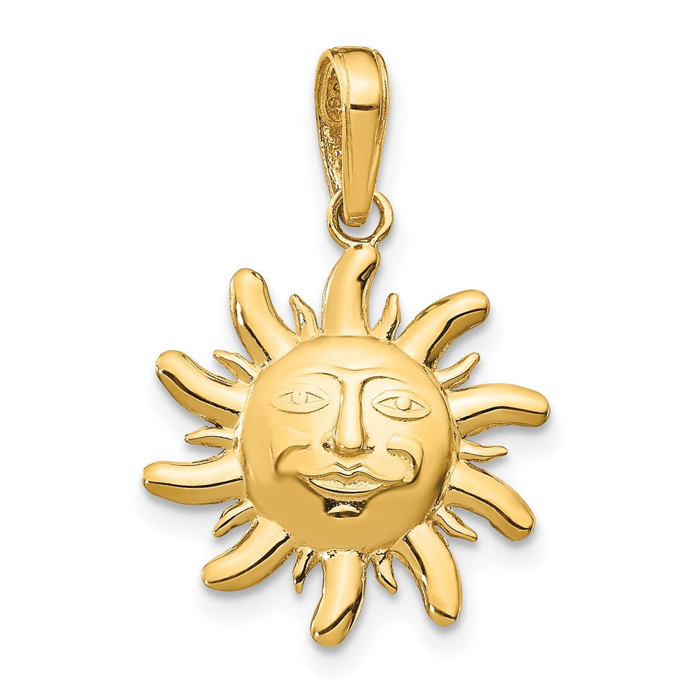 10k Yellow Gold 15 mm Diamond-Cut Small Sun Charm (1.01 grams)