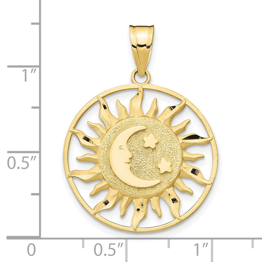 10k Yellow Gold 22 mm Polished Sun with Moon & Star Charm (2.21 grams)