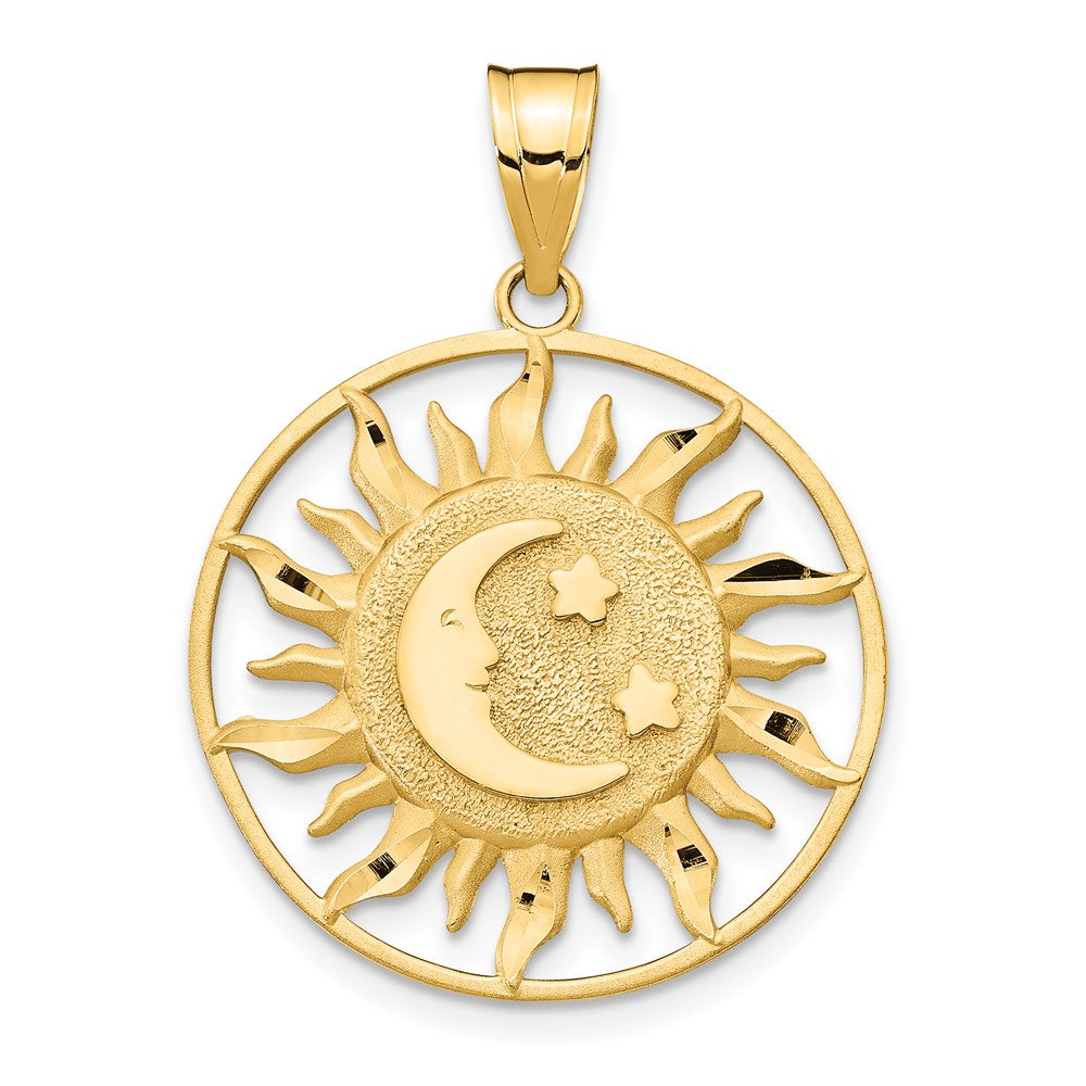 10k Yellow Gold 22 mm Polished Sun with Moon & Star Charm (2.21 grams)