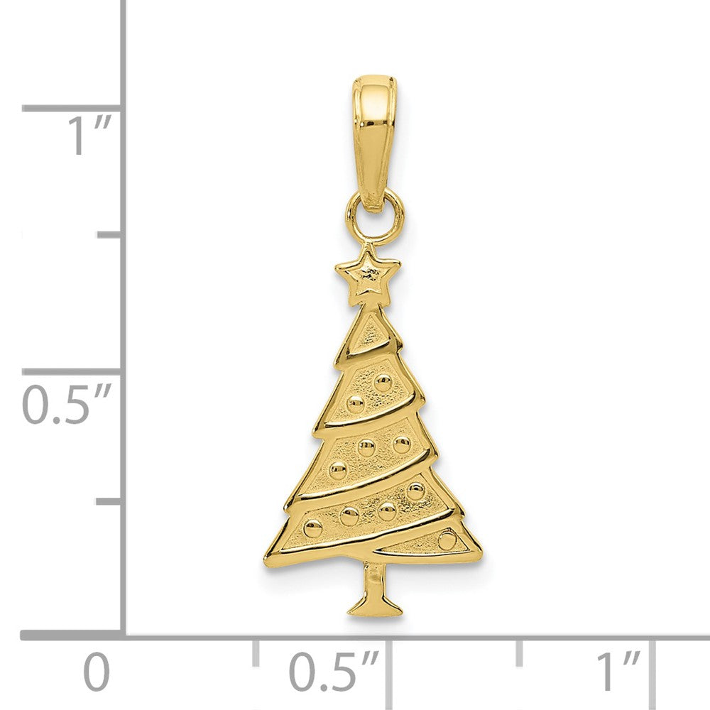 10k Yellow Gold 20.5 mm Polished Christmas Tree Pendant (0.7 grams)