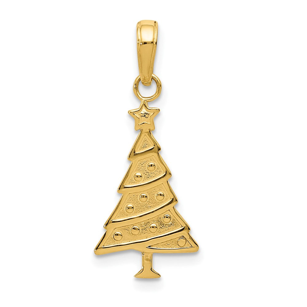 10k Yellow Gold 20.5 mm Polished Christmas Tree Pendant (0.7 grams)