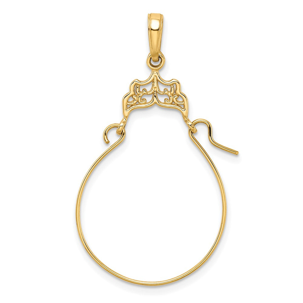 10k Yellow Gold 22 mm Filigree Charm Holder (0.7 grams)