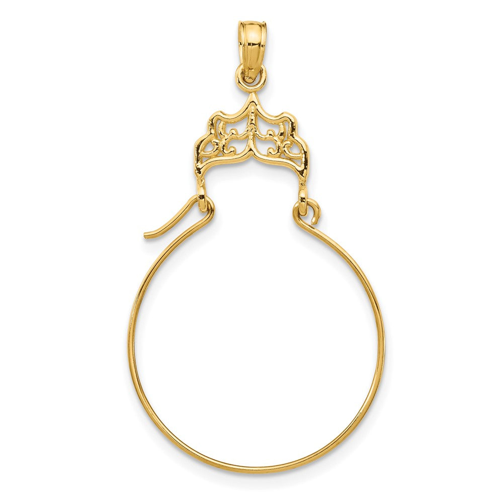 10k Yellow Gold 22 mm Filigree Charm Holder (0.7 grams)