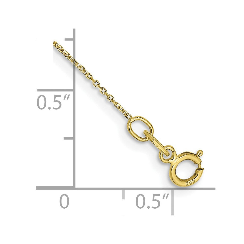 10k Yellow Gold 0.6 mm D/C Round Open Link Cable Chain Anklet (0.4 grams)