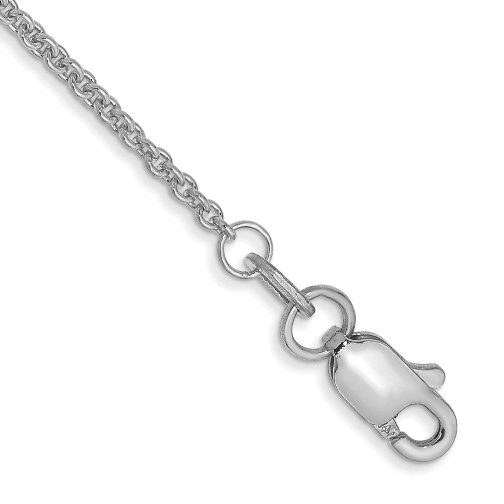 10k White Gold 1.4 mm Round Open Link Cable Chain Anklet (1.48 grams)