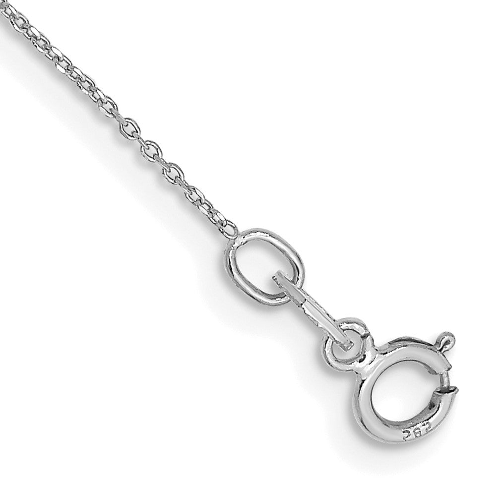 10k White Gold 0.6 mm D/C Round Open Link Cable Chain Anklet (0.4 grams)