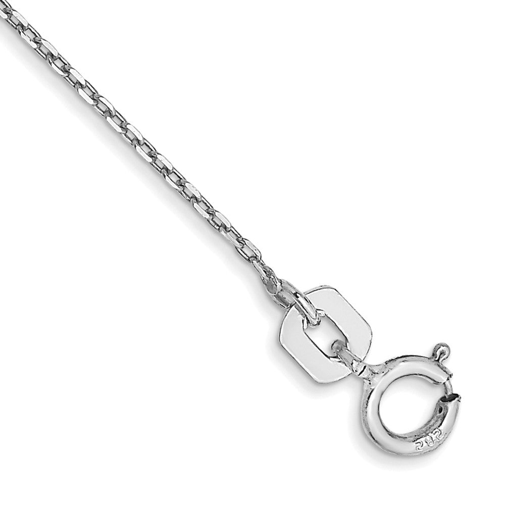 10k White Gold 0.8 mm D/C Cable with Spring Ring Clasp Chain Anklet (0.54 grams)