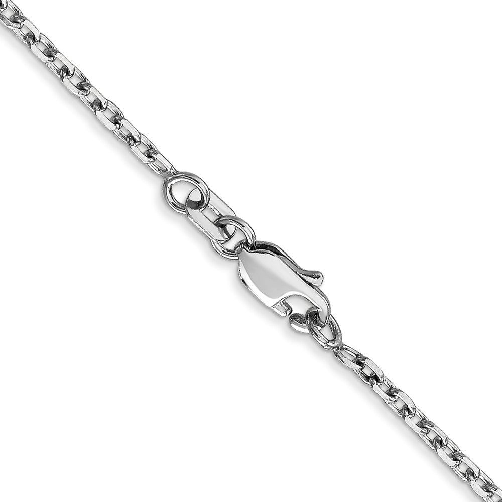 10k White Gold 1.8 mm D/C Round Open Link Cable Chain (3.14 grams)