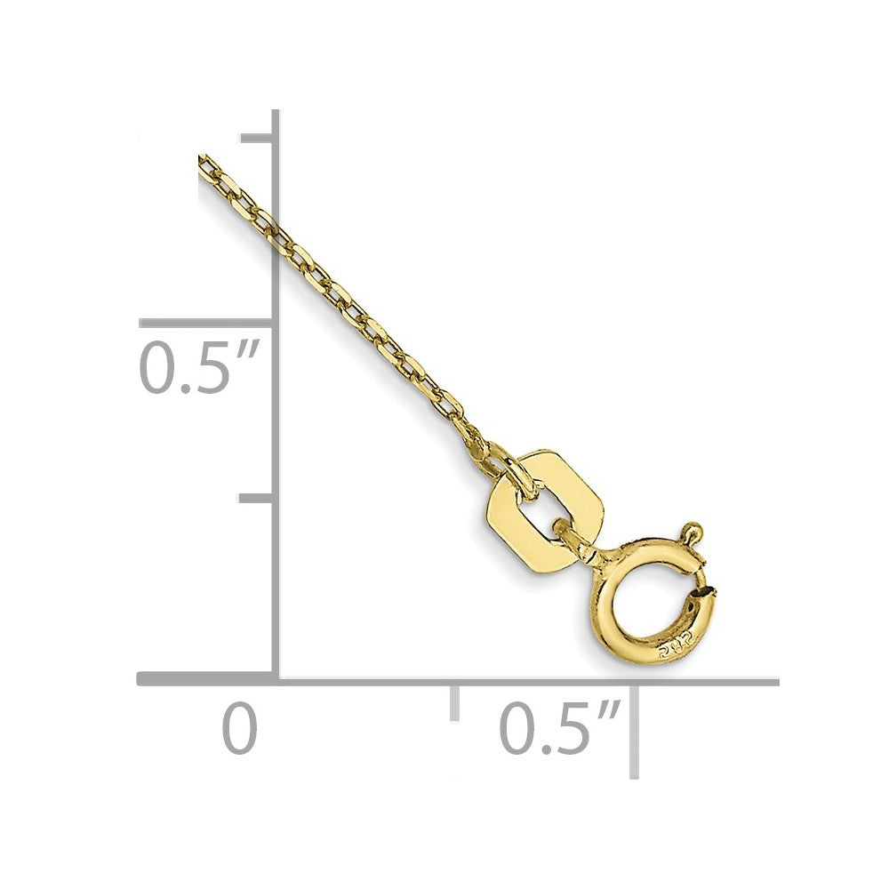 10k Yellow Gold 0.8 mm D/C Cable with Spring Ring Clasp Chain Anklet (0.54 grams)