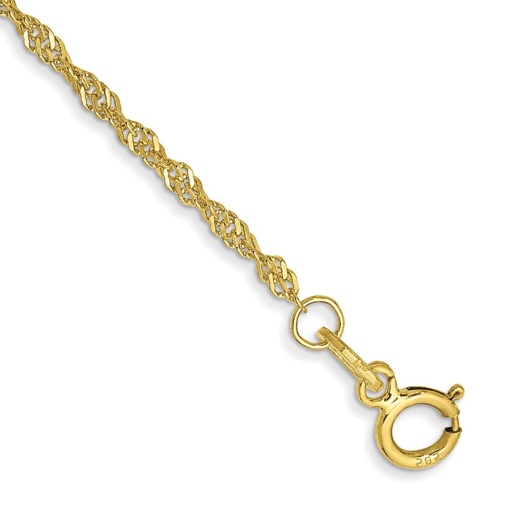 10k Yellow Gold 1.4 mm Singapore Chain Anklet (0.85 grams)