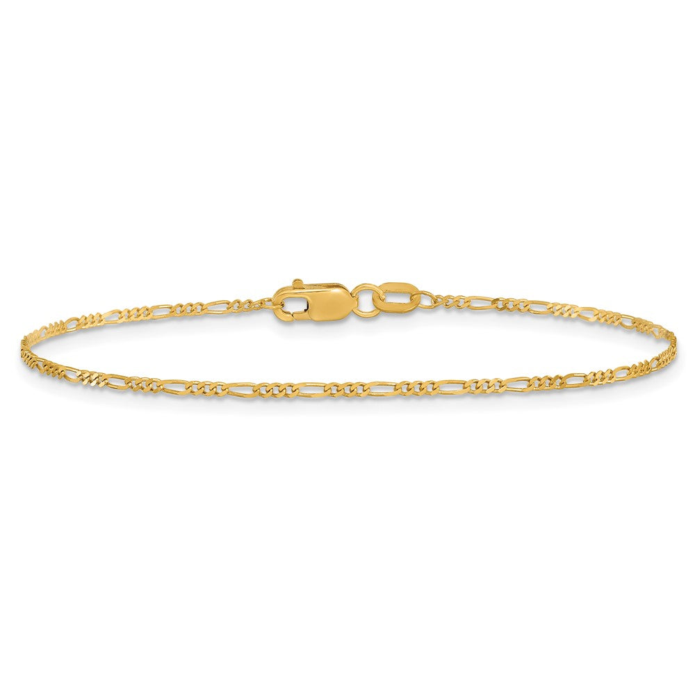 10k Yellow Gold 1.25 mm Flat Figaro Chain Anklet (0.82 grams)