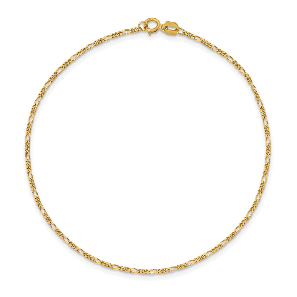 10k Yellow Gold 1.25 mm Flat Figaro Chain Anklet (0.82 grams)