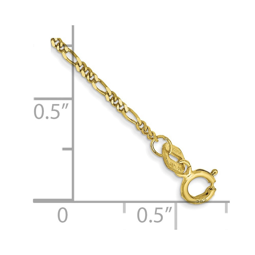 10k Yellow Gold 1.25 mm Flat Figaro Chain Anklet (0.82 grams)