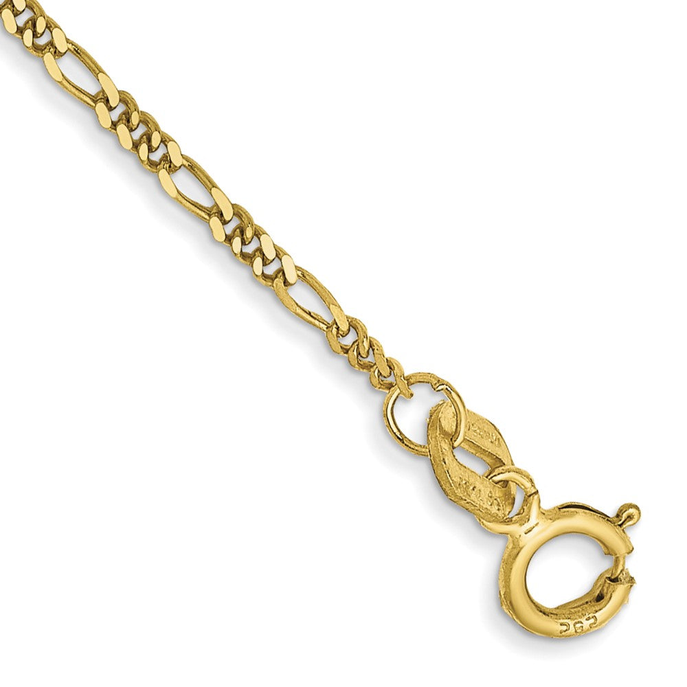 10k Yellow Gold 1.25 mm Flat Figaro Pendant Bracelet