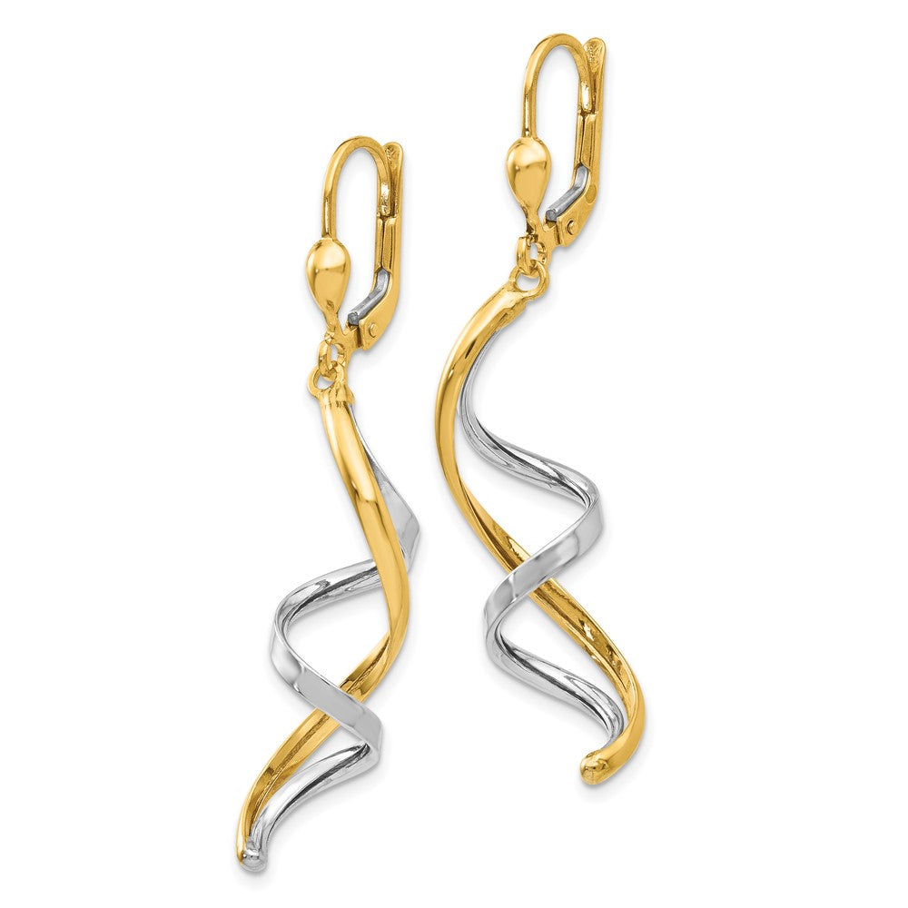 10k Two-tone 10 mm Spiral Leverback Earrings (2.13 grams)