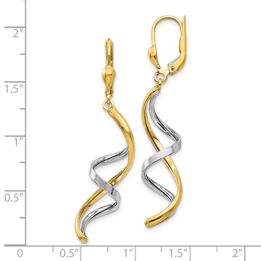 10k Two-tone 10 mm Spiral Leverback Earrings (2.13 grams)