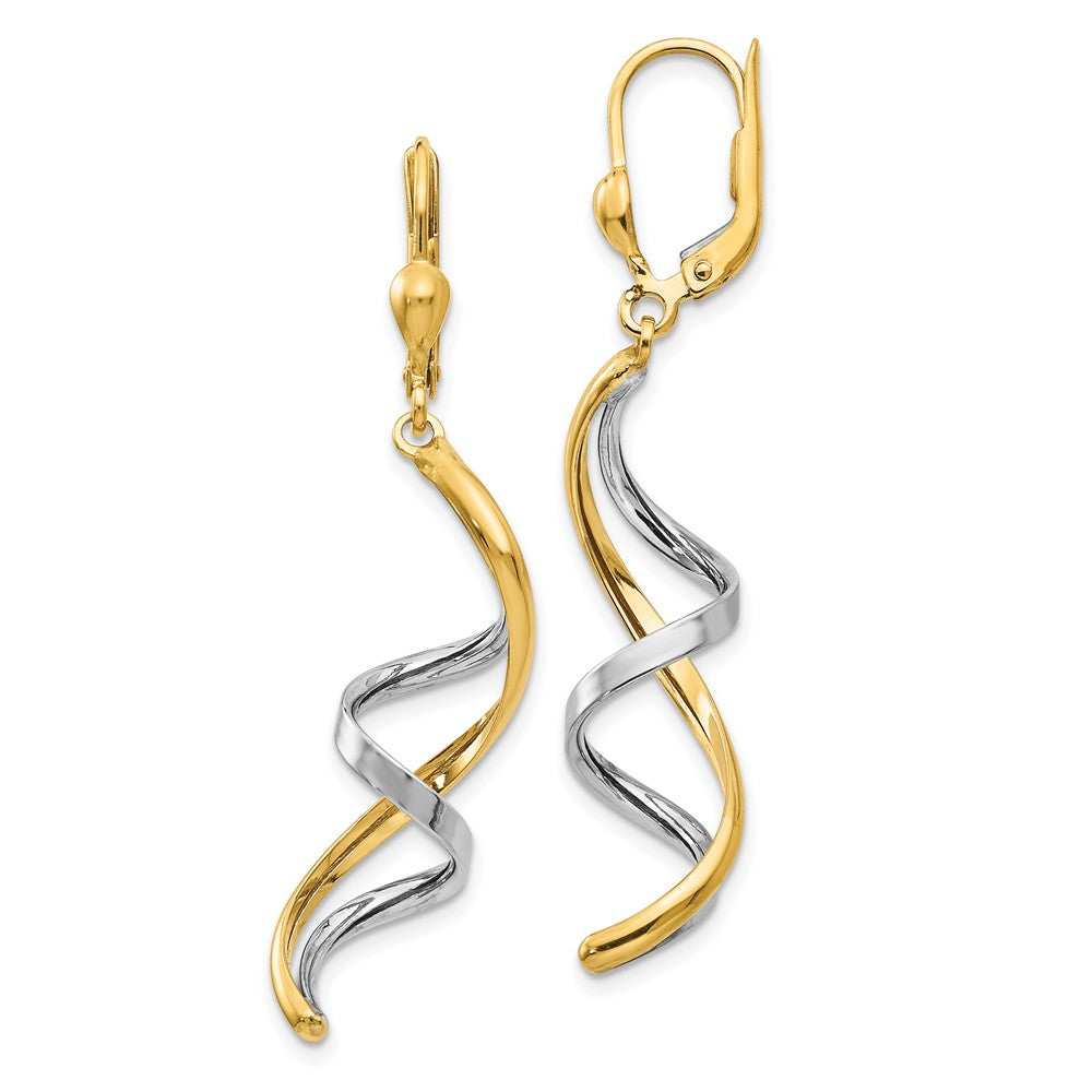 10k Two-tone 10 mm Spiral Leverback Earrings (2.13 grams)