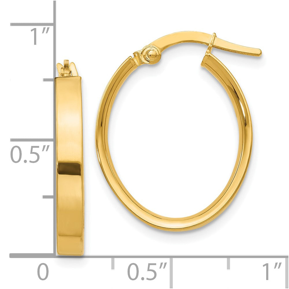 10k Yellow Gold 17 mm Oval Hoop Earrings
