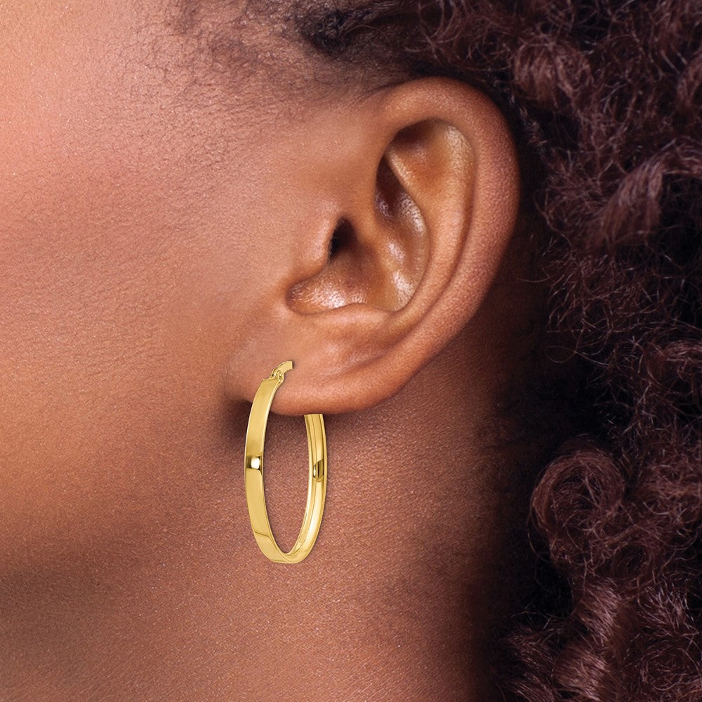 10k Yellow Gold 22 mm Oval Hoop Earrings