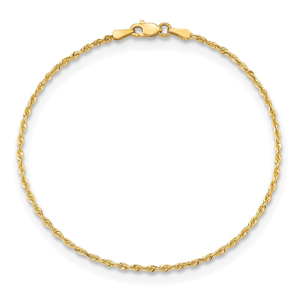 10k Yellow Gold 1.85 mm D/C Quadruple Rope Chain Anklet (2.05 grams)