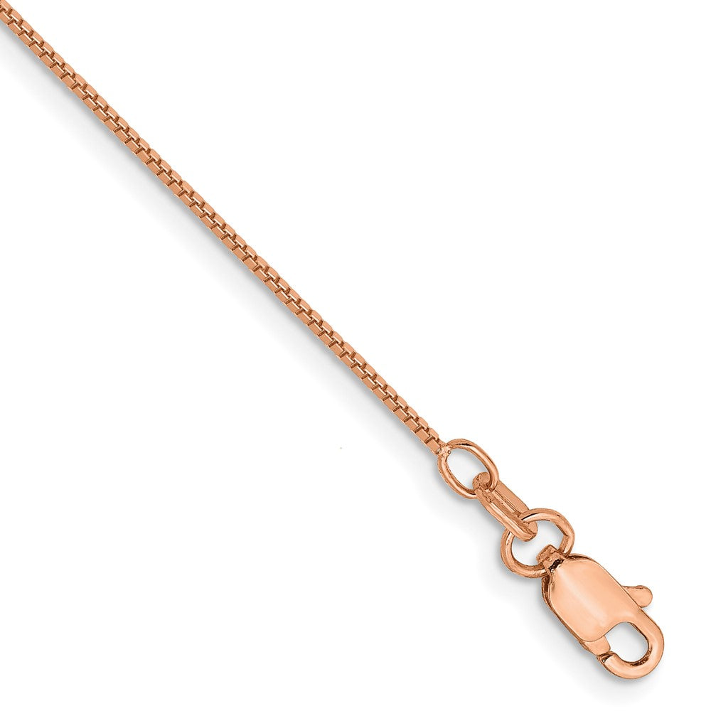 10k Rose Gold 0.7 mm Box Chain Anklet (1.13 grams)