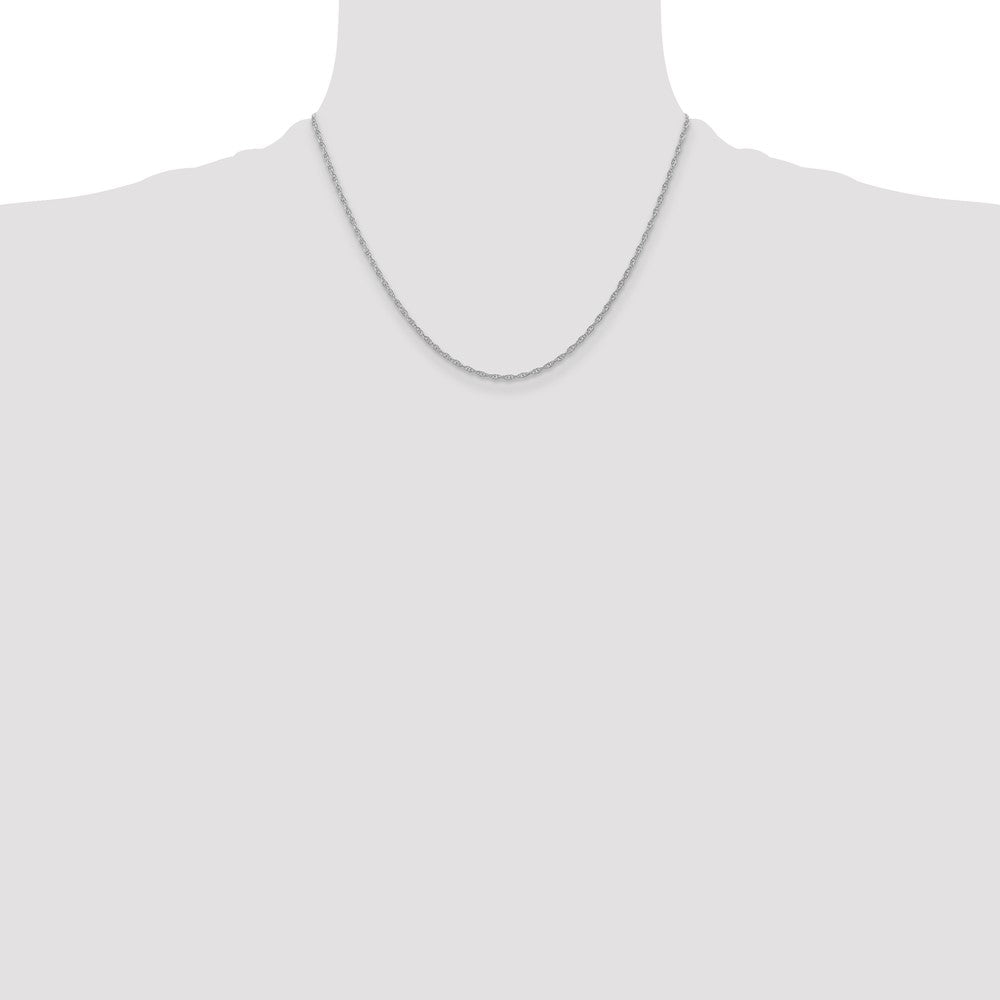 14k White Gold 1.35 mm Cable Rope with Spring Ring Clasp Chain (1.43 grams)