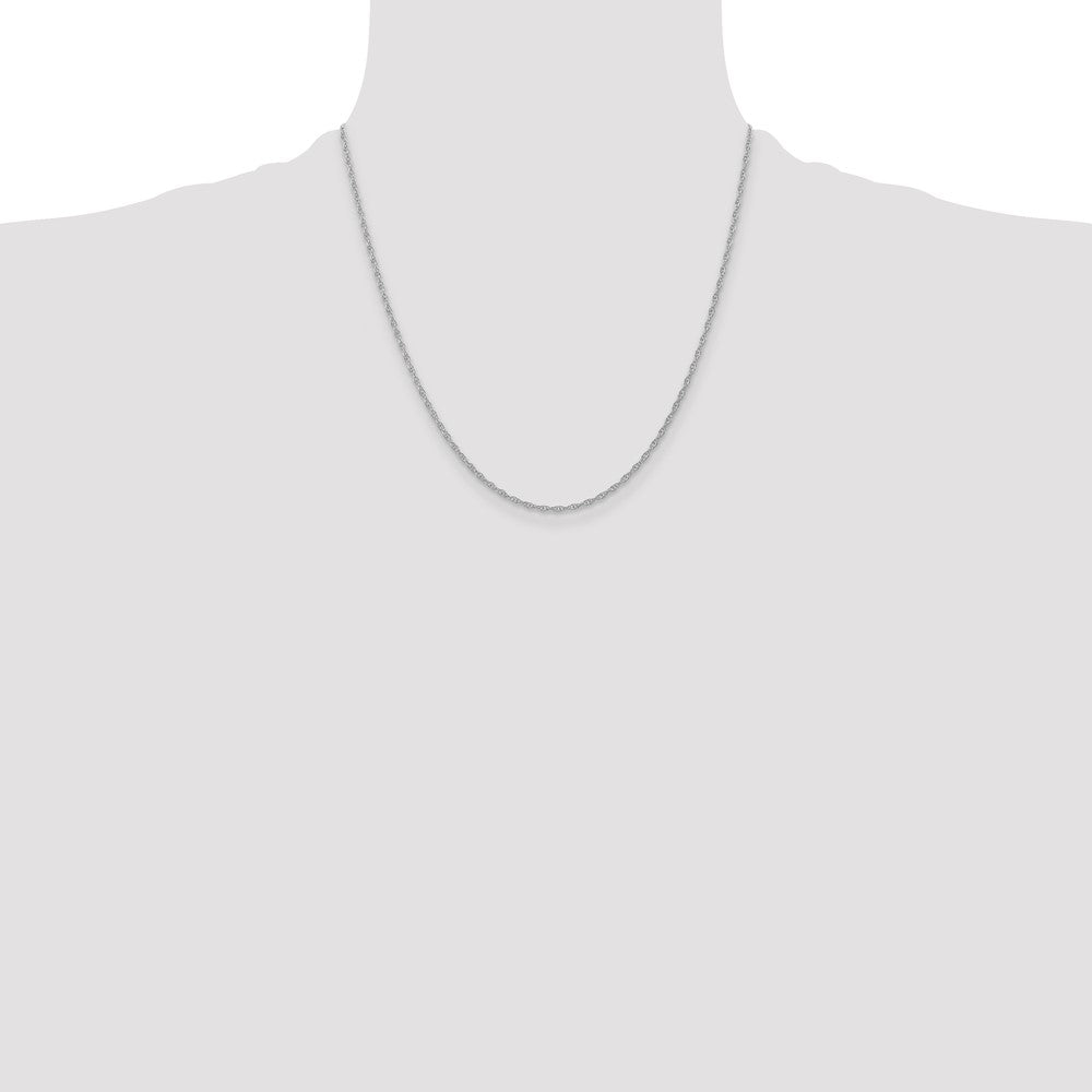 14k White Gold 1.35 mm Cable Rope with Spring Ring Clasp Chain (1.43 grams)