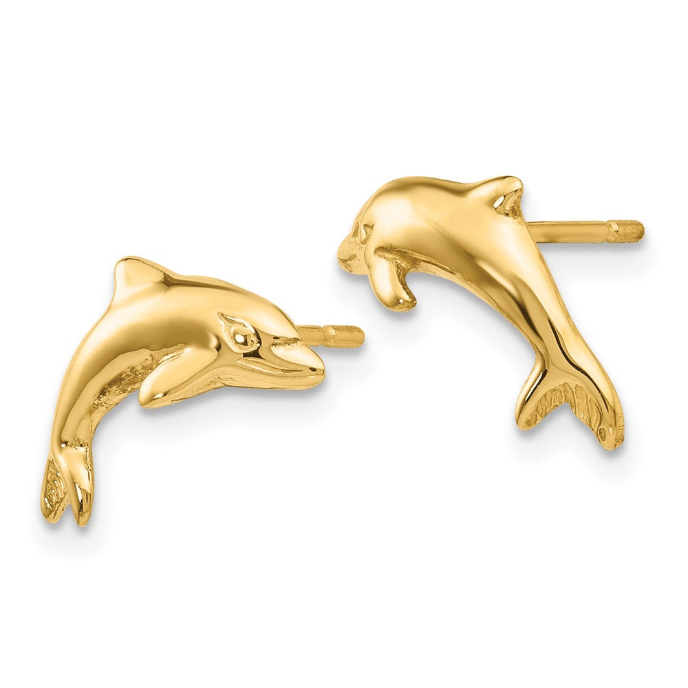 10k Yellow Gold 9 mm Dolphin Earrings (1.09 grams)