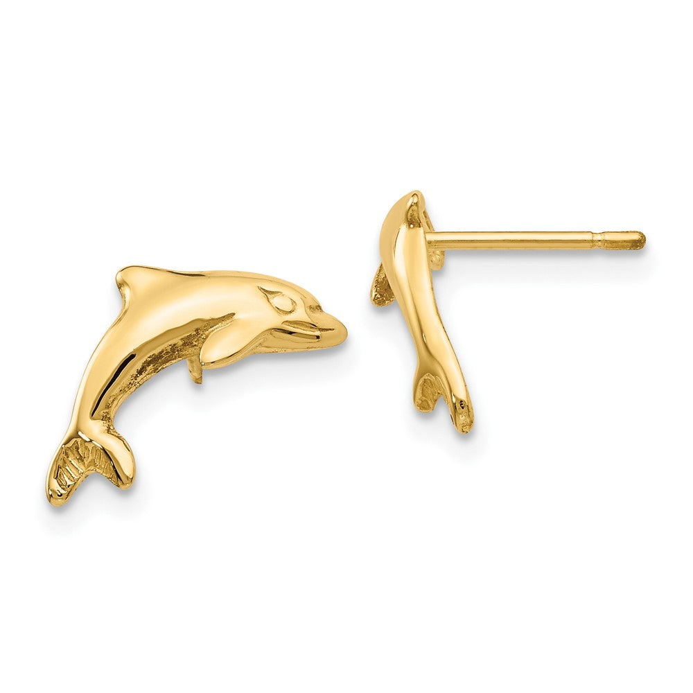 10k Yellow Gold 9 mm Dolphin Earrings (1.09 grams)
