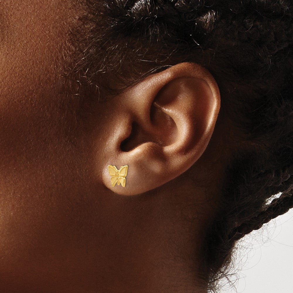 10k Yellow Gold 9 mm Polished Butterfly Post Earrings (0.98 grams)