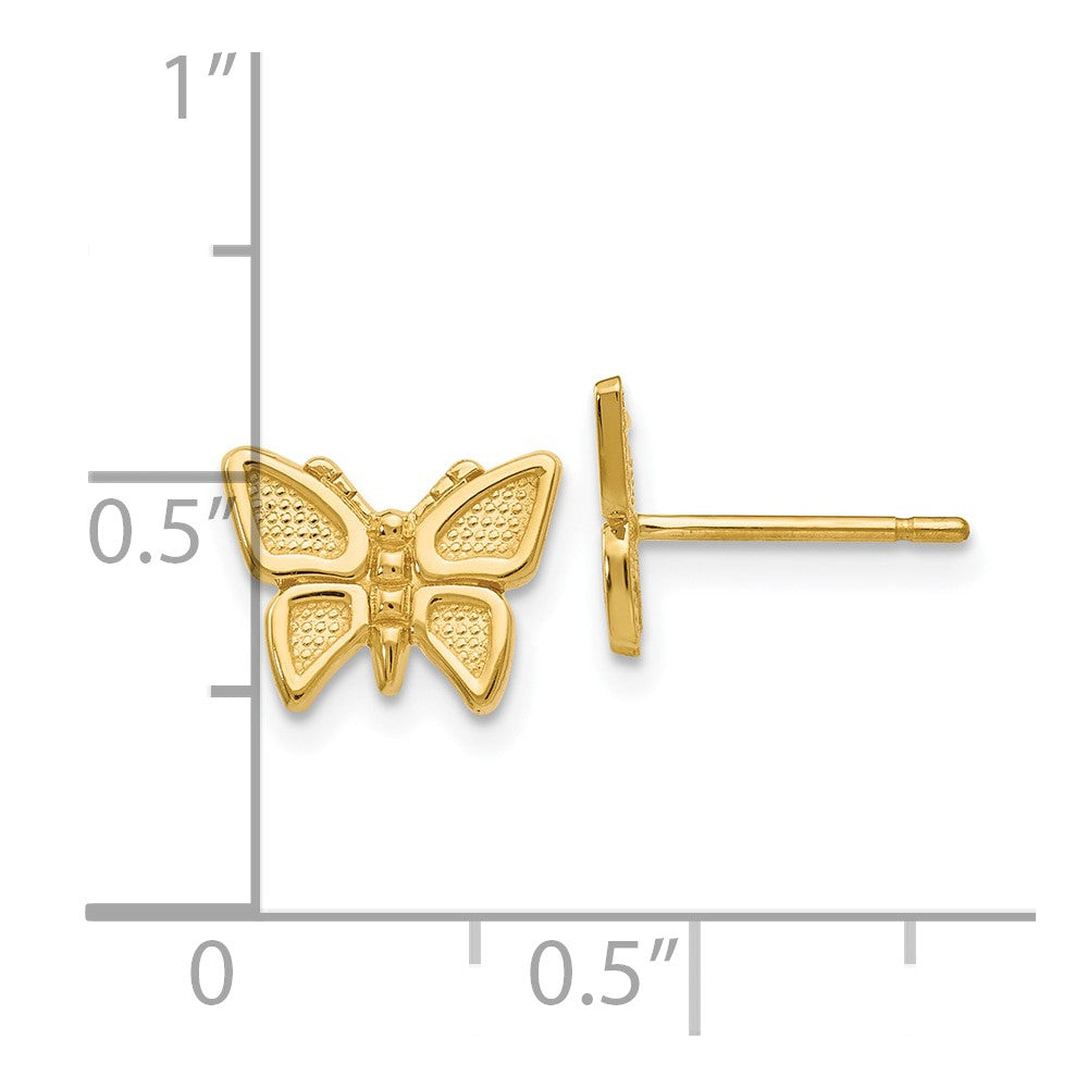 10k Yellow Gold 9 mm Polished Butterfly Post Earrings (0.98 grams)