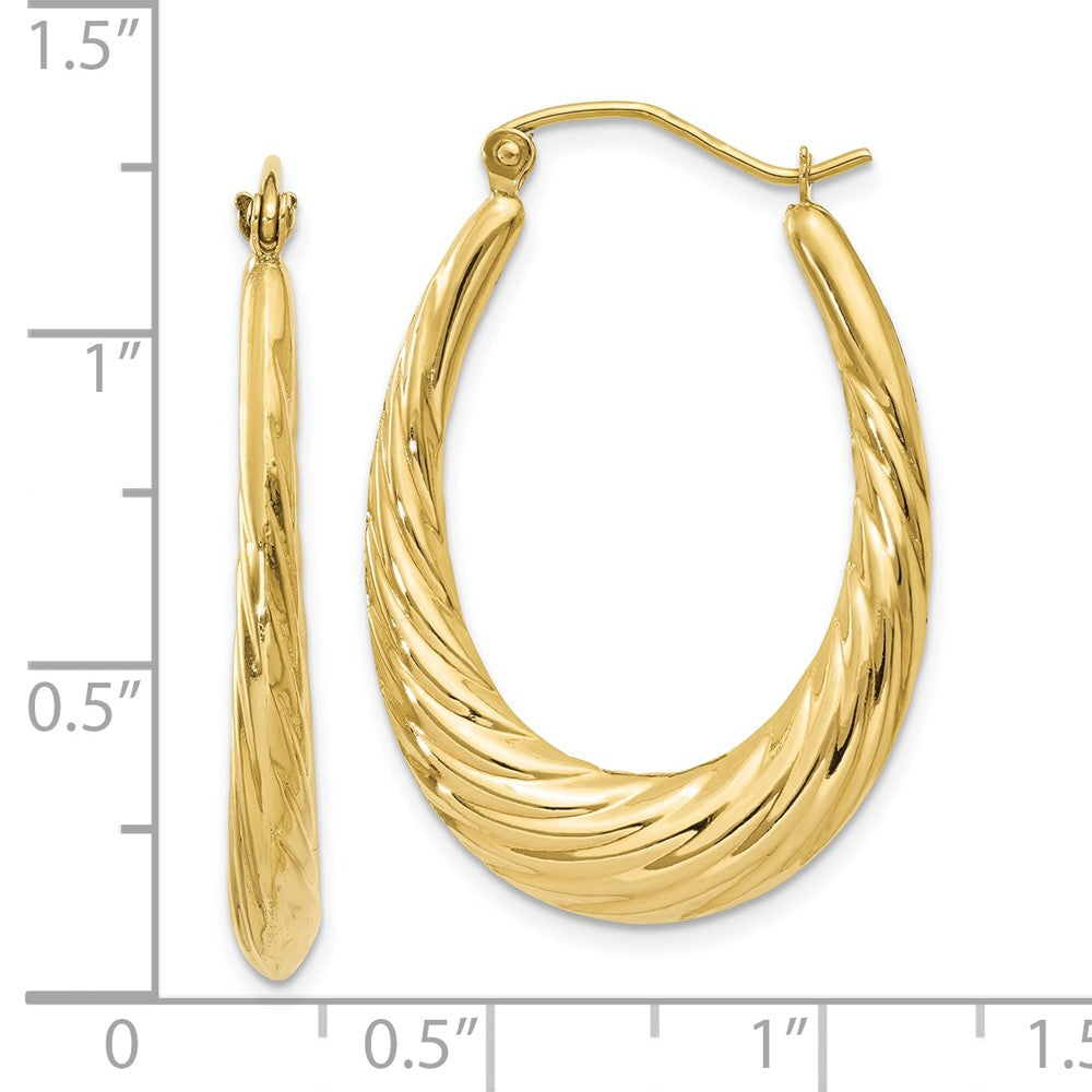 10k Yellow Gold 22 mm Polished Twisted Oval Hollow Hoop Earrings (2.09 grams)