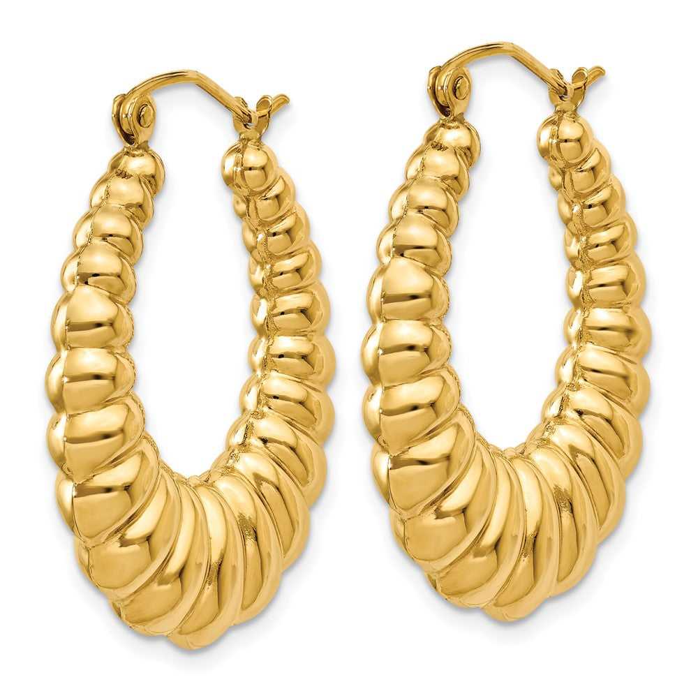 10k Yellow Gold 5 mm Polished Scalloped Hoop Earrings (3.09 grams)