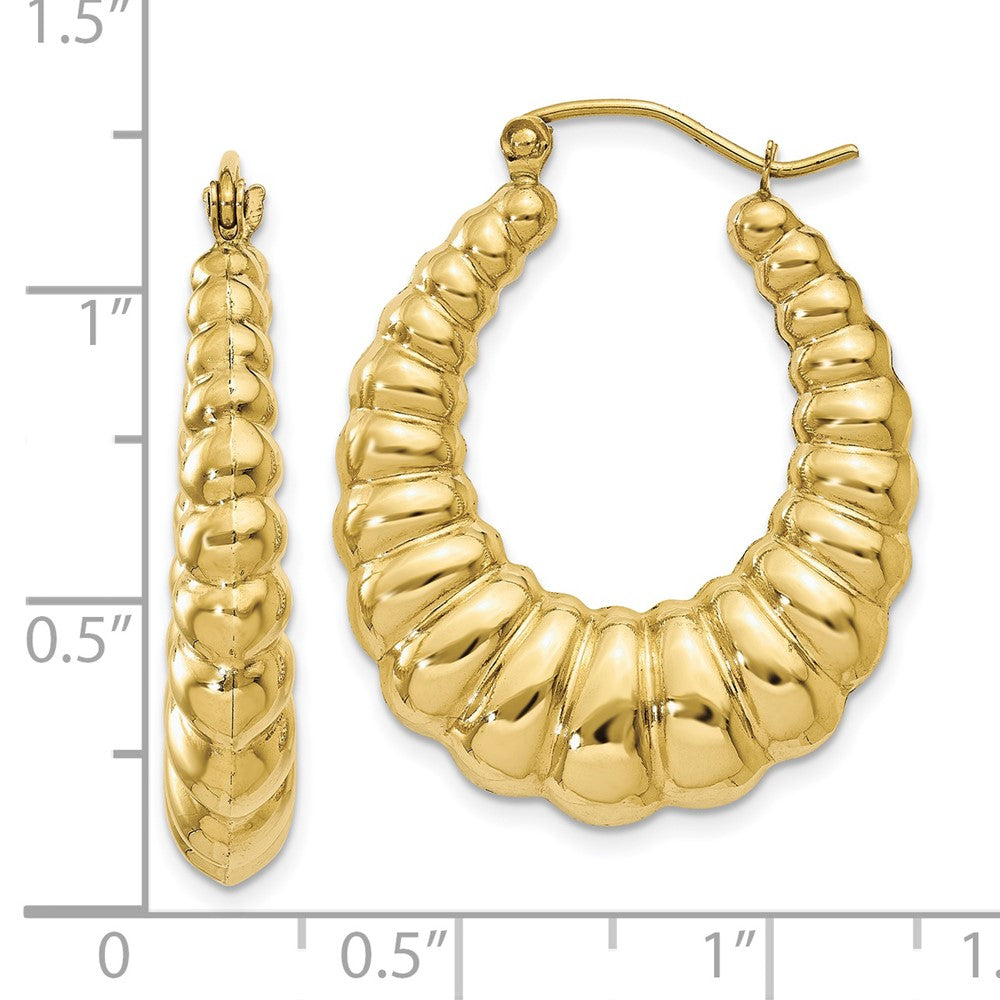 10k Yellow Gold 5 mm Polished Scalloped Hoop Earrings (3.09 grams)