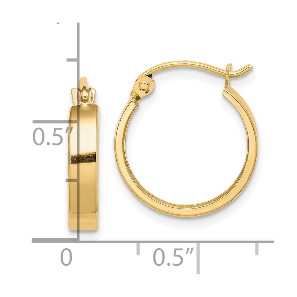 10k Yellow Gold 15 mm Square Tube Hoop Earrings (0.83 grams)