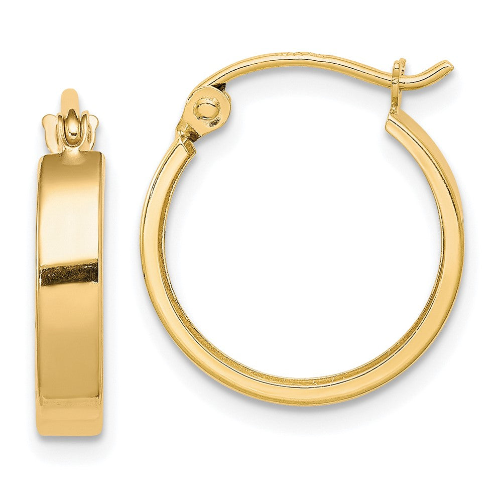 10k Yellow Gold 15 mm Square Tube Hoop Earrings