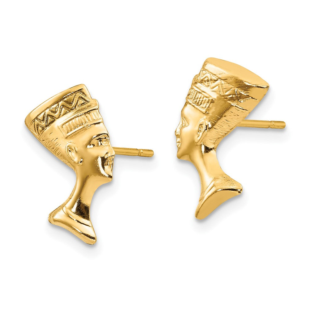 10k Yellow Gold 11 mm Nefertiti Post Earrings (0.33 grams)