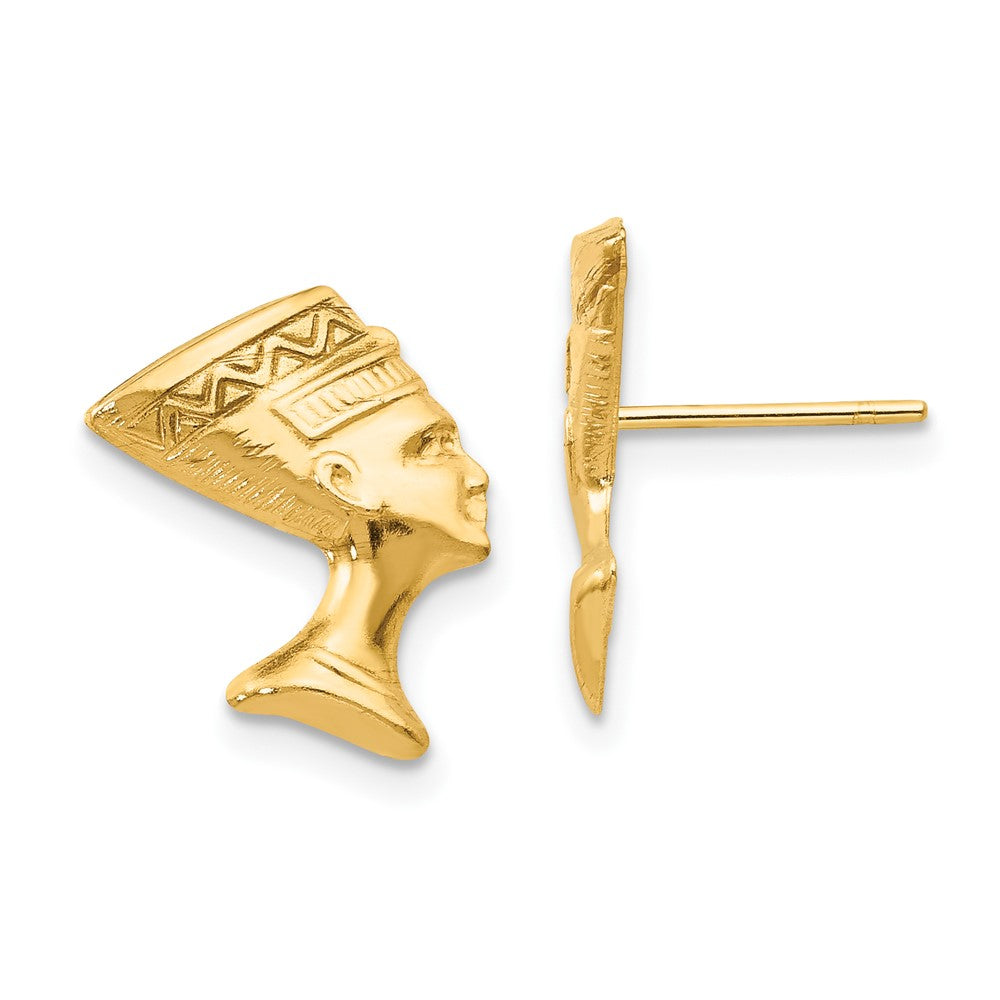 10k Yellow Gold 11 mm Nefertiti Post Earrings (0.33 grams)