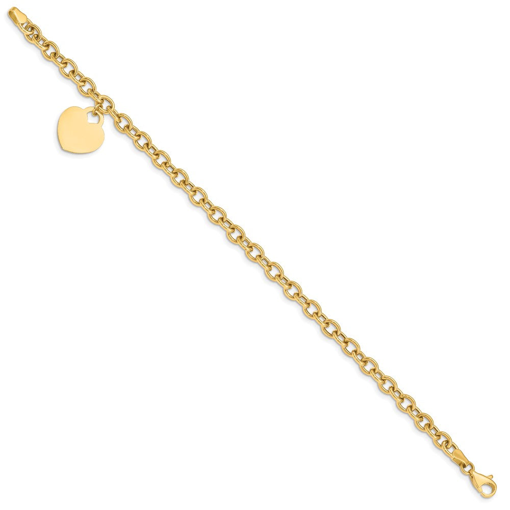 10k Yellow Gold 15 mm Heart Charm Hollow Bracelet (4.53 grams)