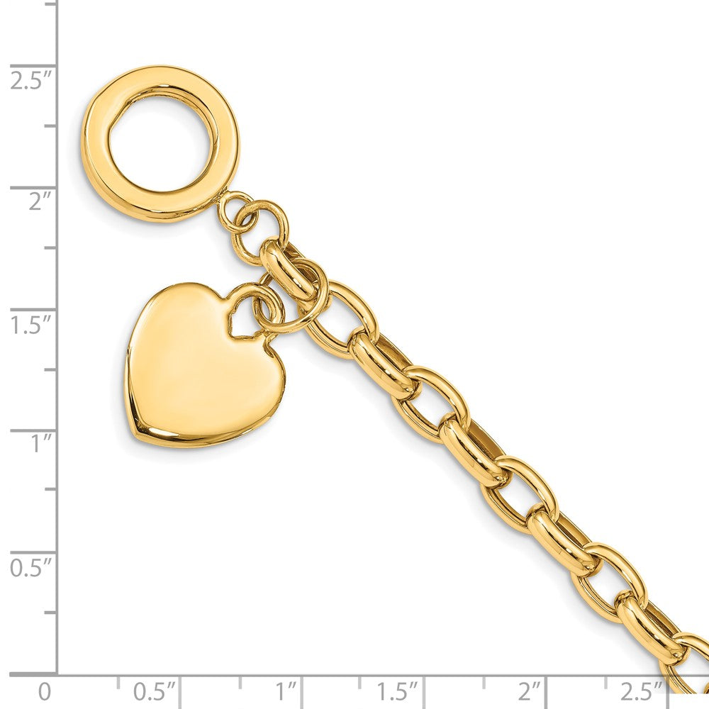 10k Yellow Gold 18 mm Heart Charm Bracelet (9.06 grams)