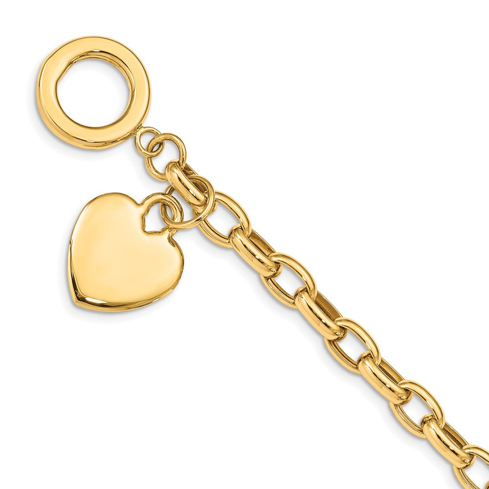 10k Yellow Gold 18 mm Heart Charm Bracelet (9.06 grams)