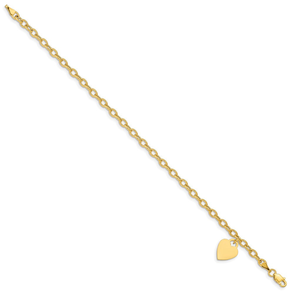 10k Yellow Gold 14 mm Dangle Heart Child's Bracelet (1.72 grams)