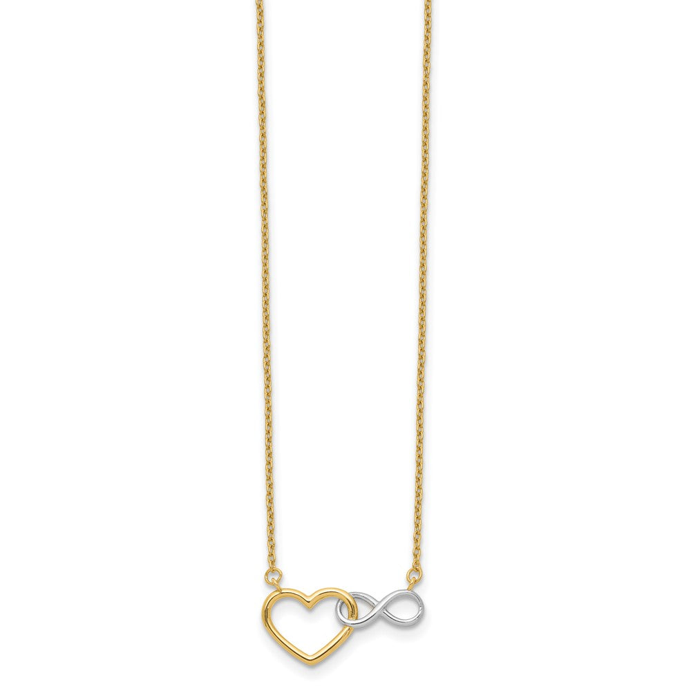 10k Yellow w/Rhodium 9.3 mm  Heart with Infinity Symbol Necklace (1.7 grams)