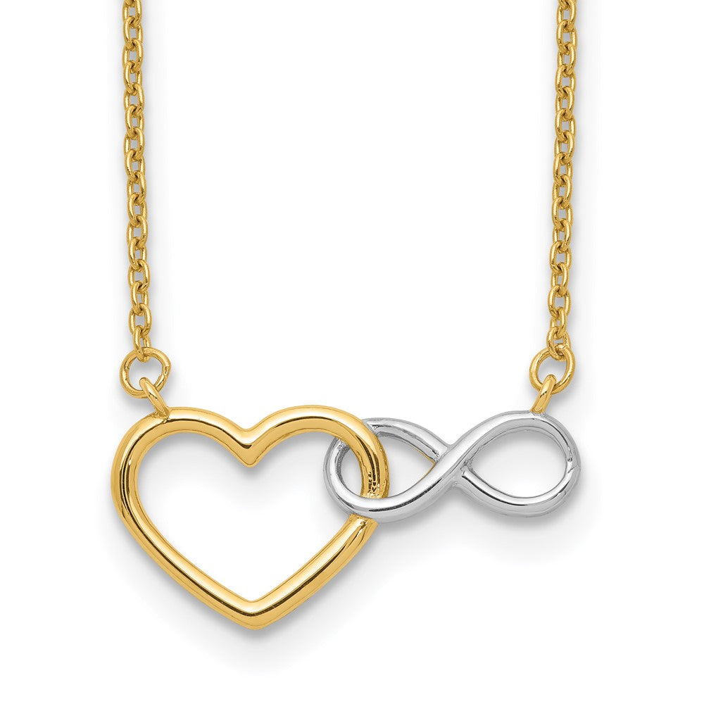 10k Yellow w/Rhodium 9.3 mm  Heart with Infinity Symbol Necklace (1.7 grams)