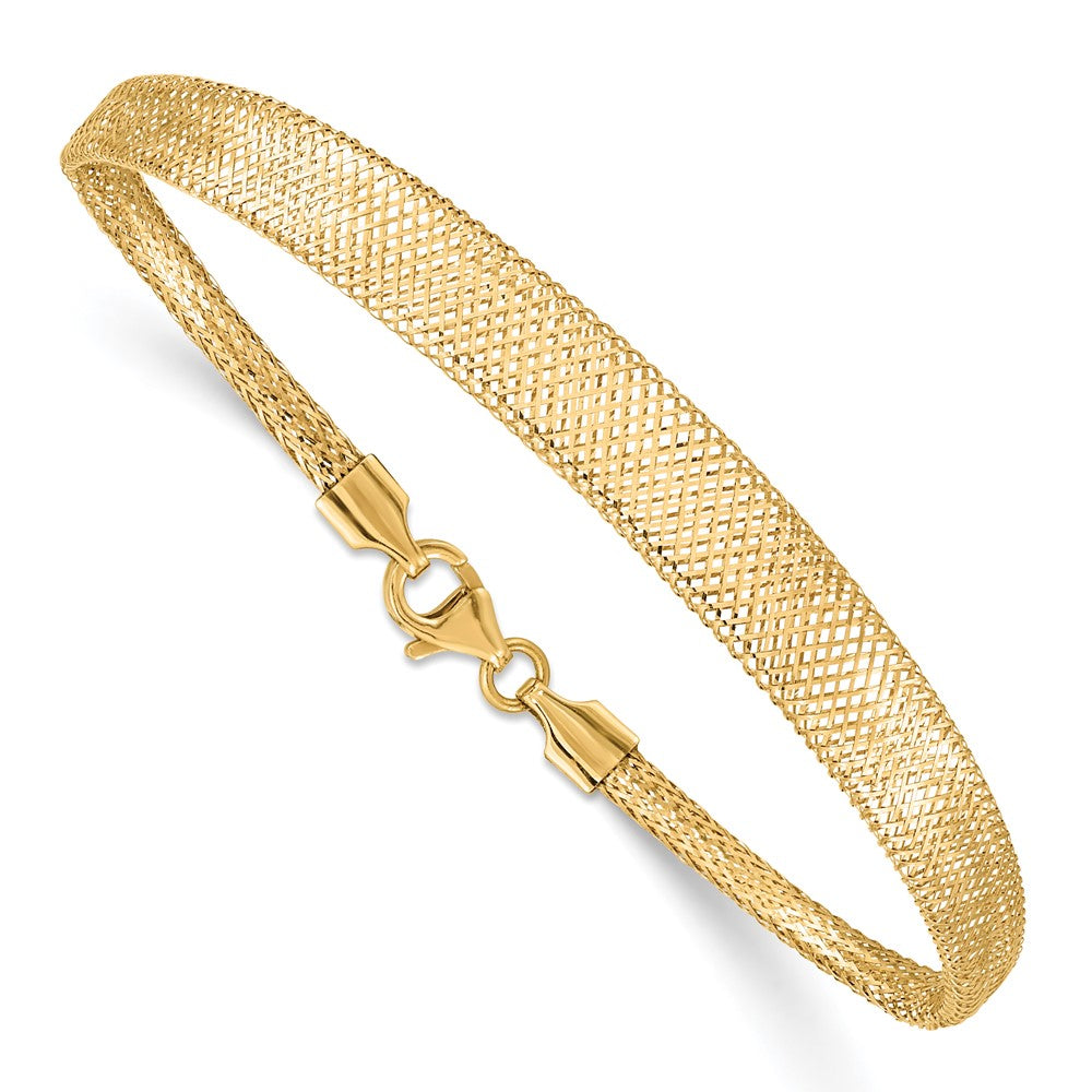 10k Yellow Gold 6.92 mm Stretch Mesh Graduated Bracelet