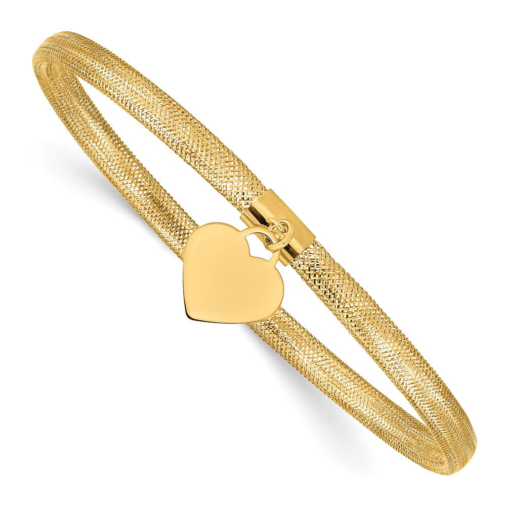 10k Yellow Gold 4 mm Heart Stretch Mesh Bracelet (1.11 grams)